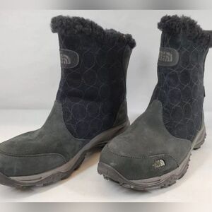 The North Face Women's Primaloft Black Mid Calf Back Zip Snow Boots Size 8